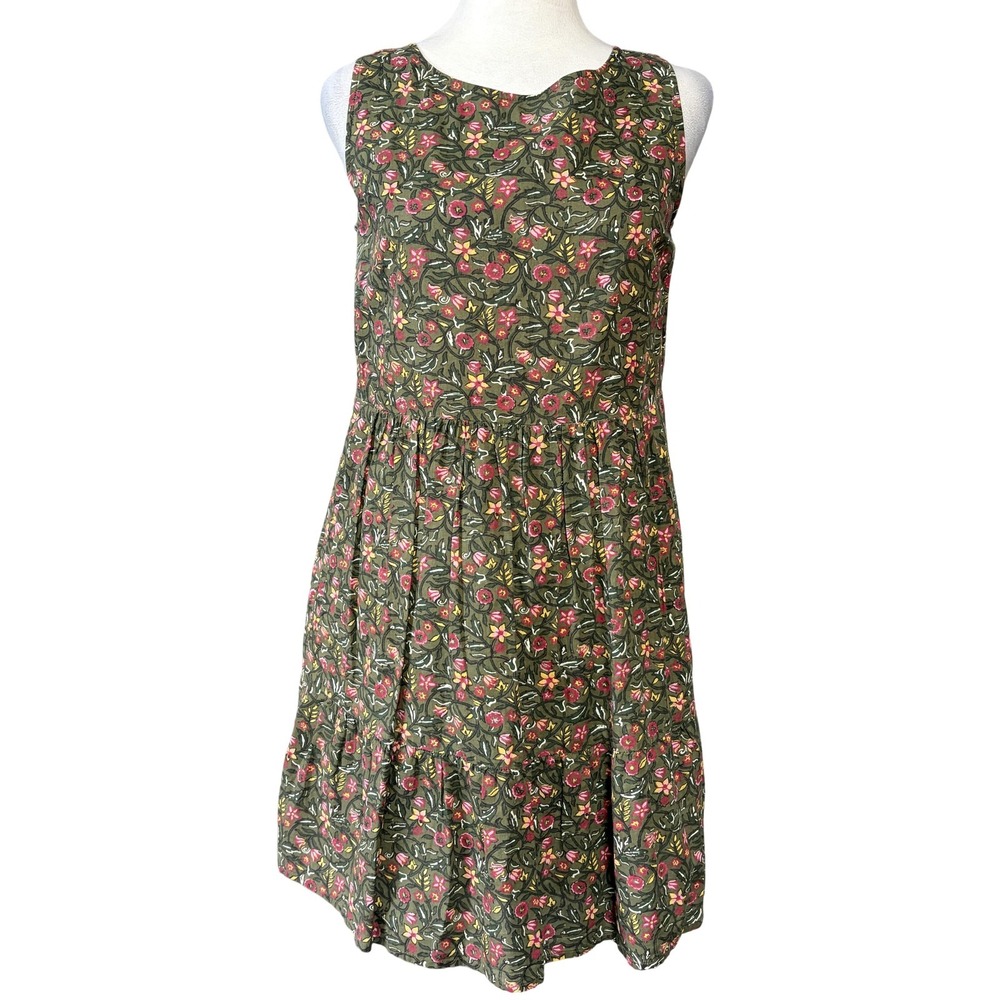 Sézane Women's 6 Green Floral Sleeveless Fit‎ & Flare Tiered Sundress